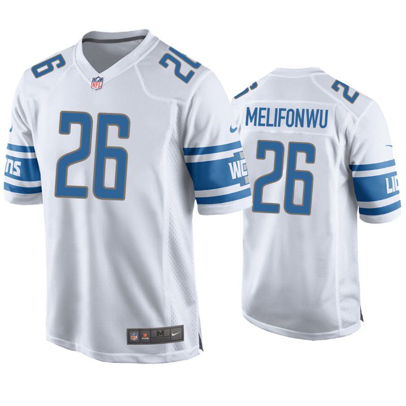 Men Detroit Lions #26 Ifeatu Melifonwu Nike White Game NFL Jersey->->NFL Jersey